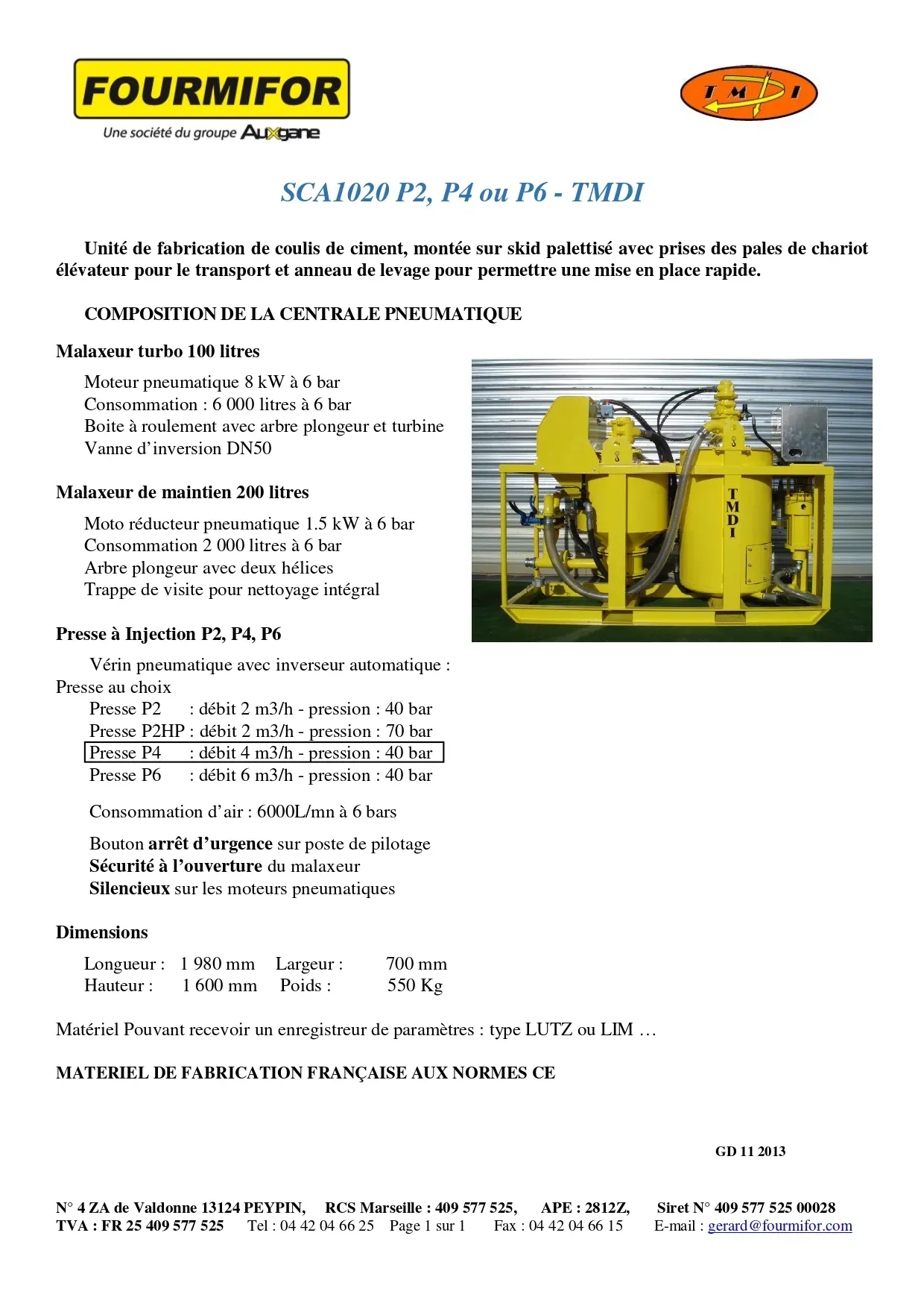 Centrale d'injection pneumatique (Double bacs)